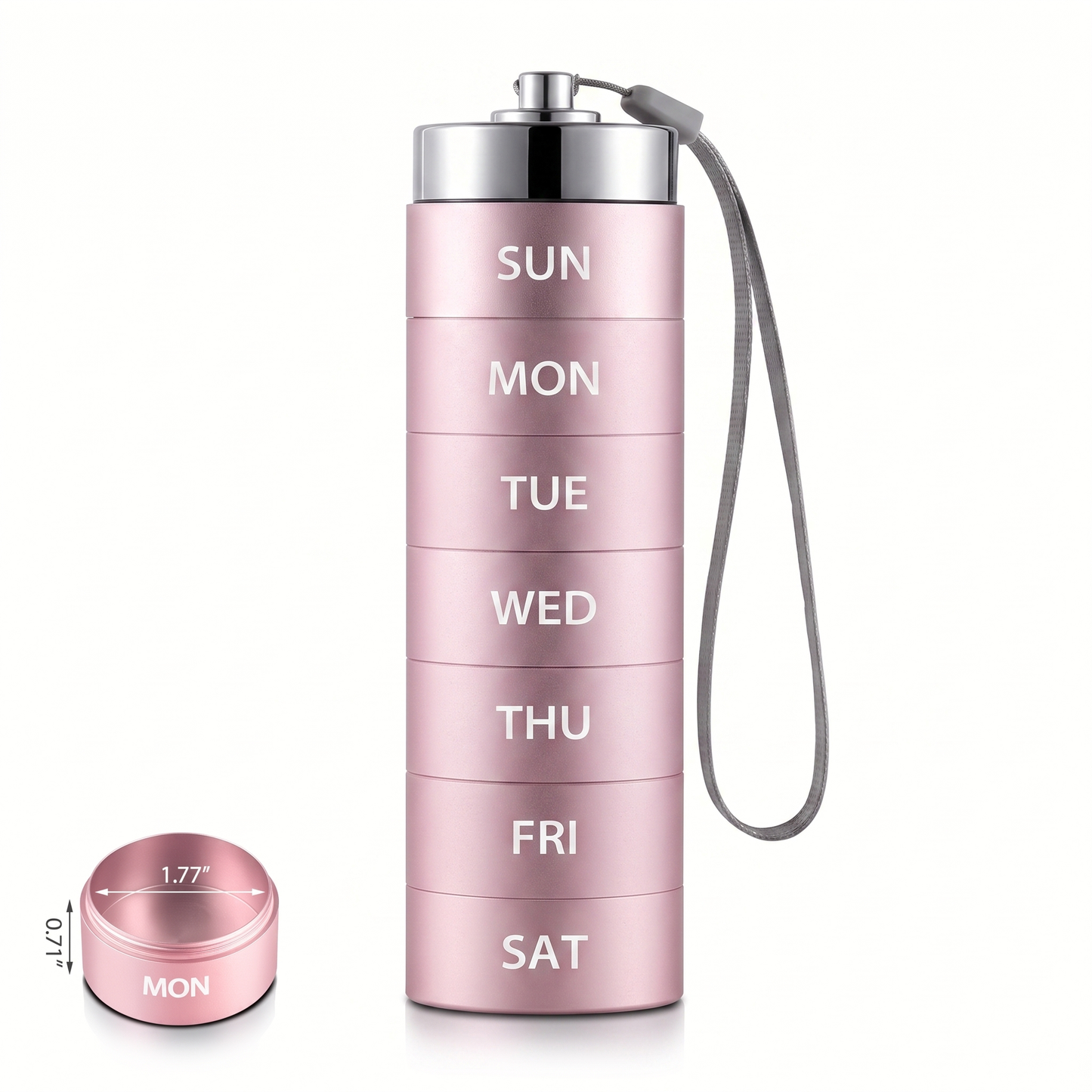 7 Day Travel Pill Organiser – Stackable Aluminium