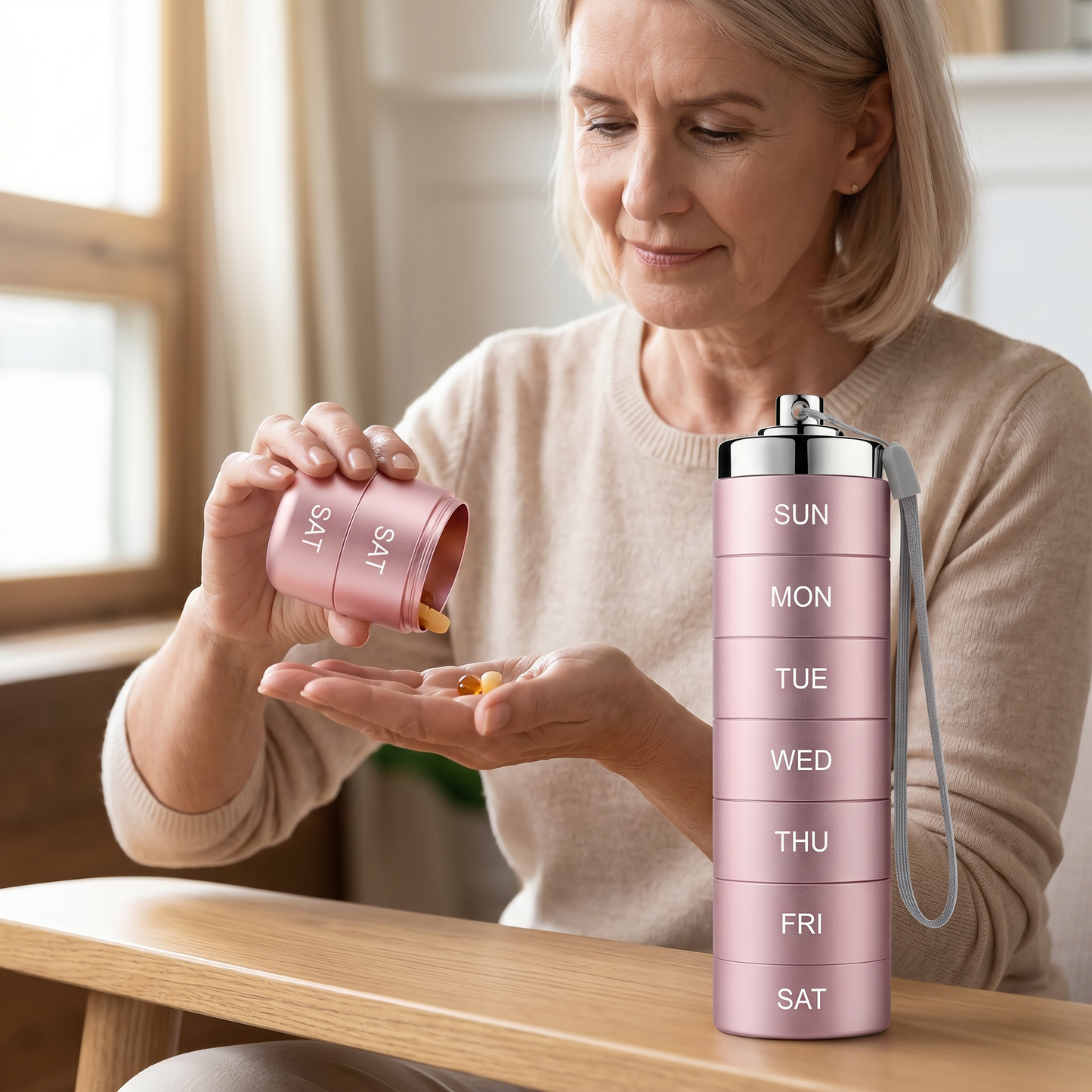 7 Day Travel Pill Organiser – Stackable Aluminium