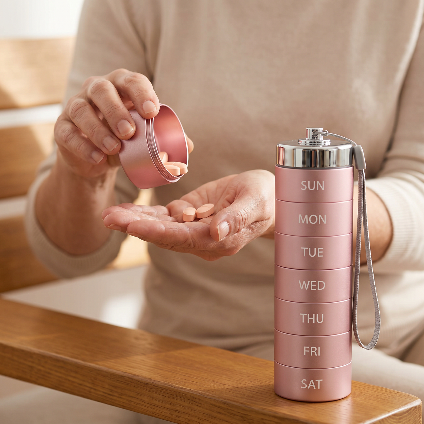 7 Day Travel Pill Organiser – Stackable Aluminium